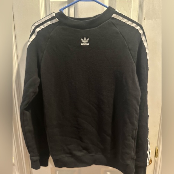 Adidas Originals Trefoil Three‎ Stripes Black Crew neck Sweatshirt Women Medium - Picture 6 of 7